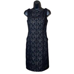 Milly Embroidered Black & Champagne Sheath Dress Size 0